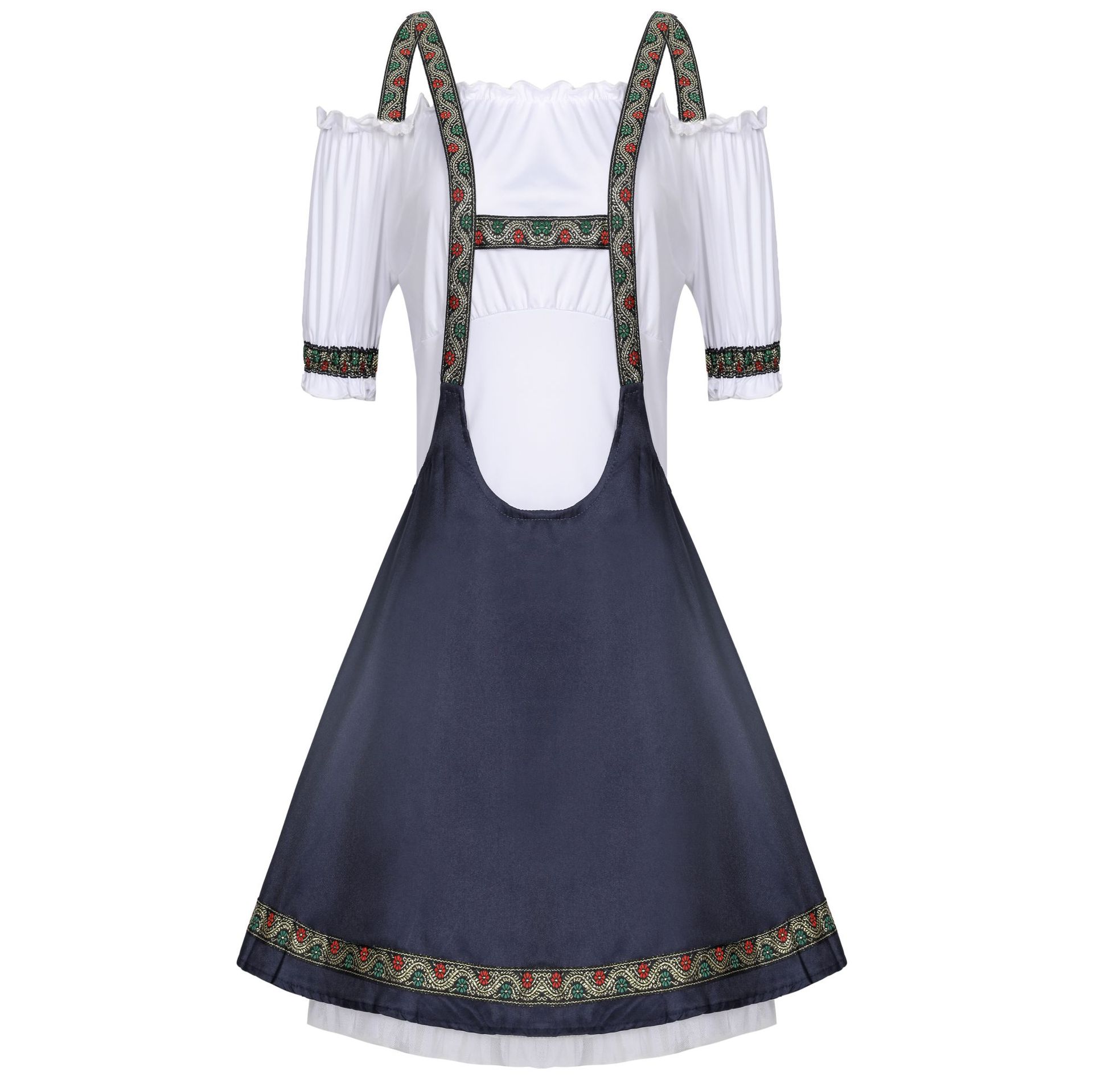 Traditional Oktoberfest Dirndl Dress Costume Womens Embroidered Trim Outfit